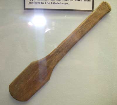 The Palmetto paddle used in the military college 