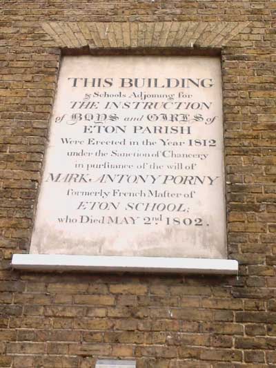 A plaque of mixed school in Eton
